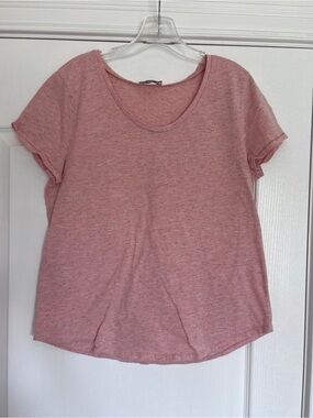 LOFT Heathered Pink Scoop Neck Short Sleeve Tee